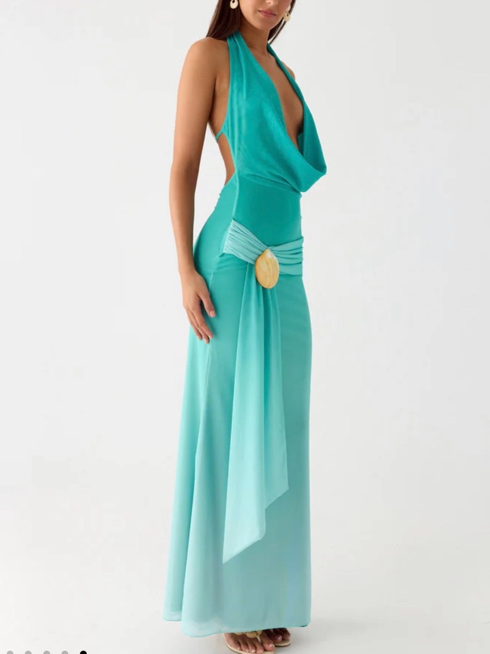 Peppermayo Shell Aqua Blue Halter Mesh Maxi Dress!